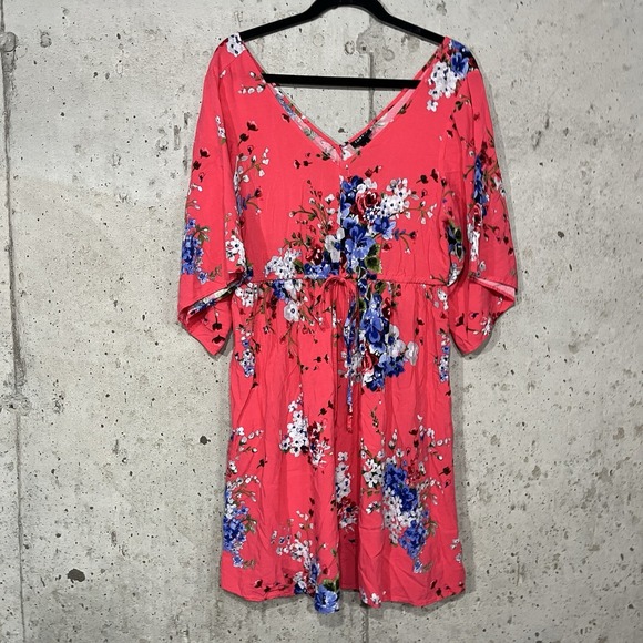 torrid Dresses & Skirts - Torrid Pink Floral Drawstring Mini Sundress Women's Size 1